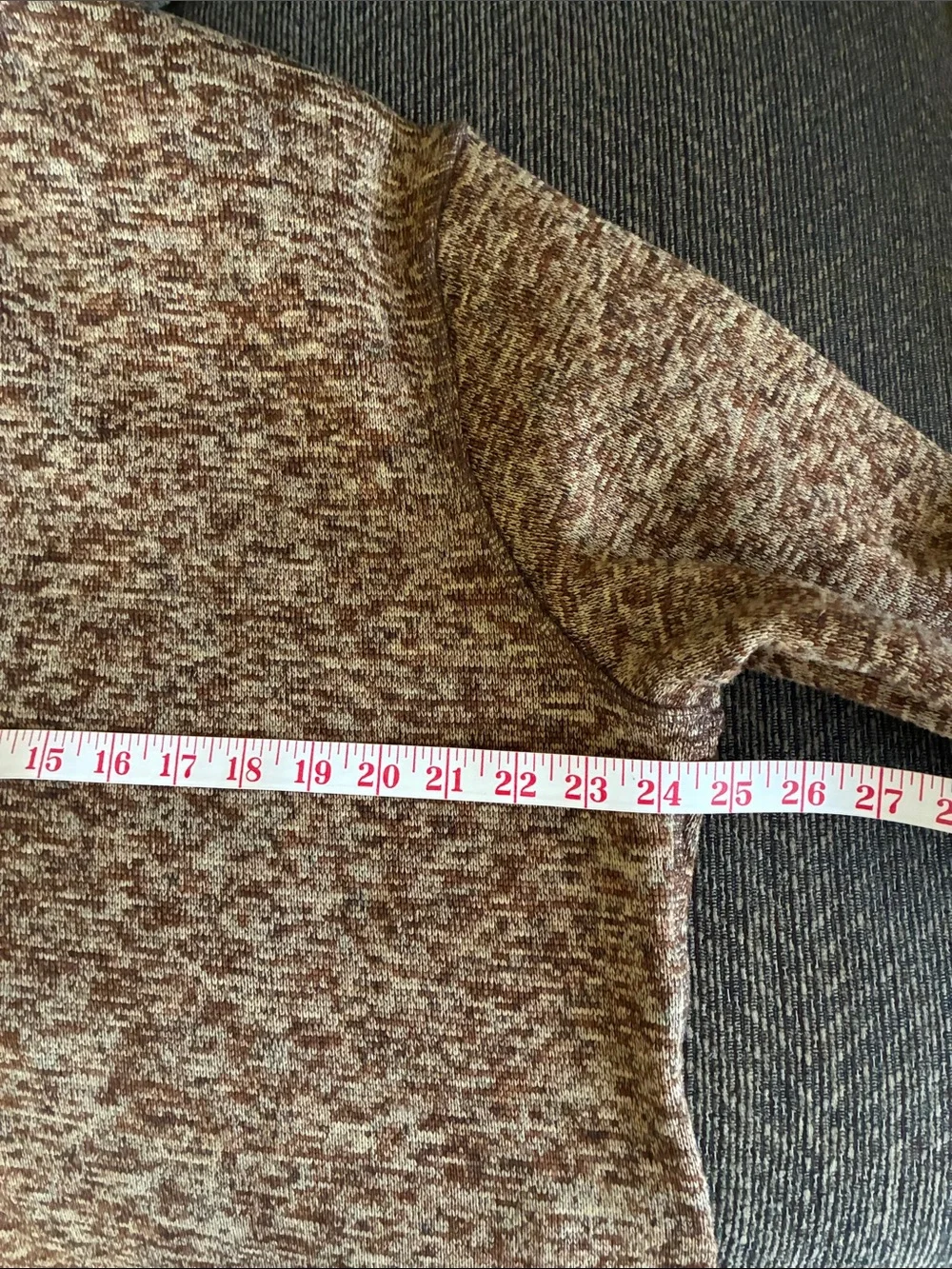 Eddie Bauer Men’s Large Brown Sweater Fleece Quarter Zip Pullover With Navy Trim